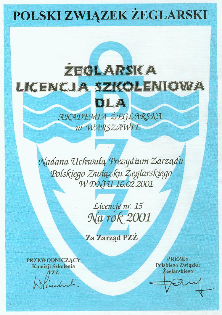 licencja PZŻ 2001