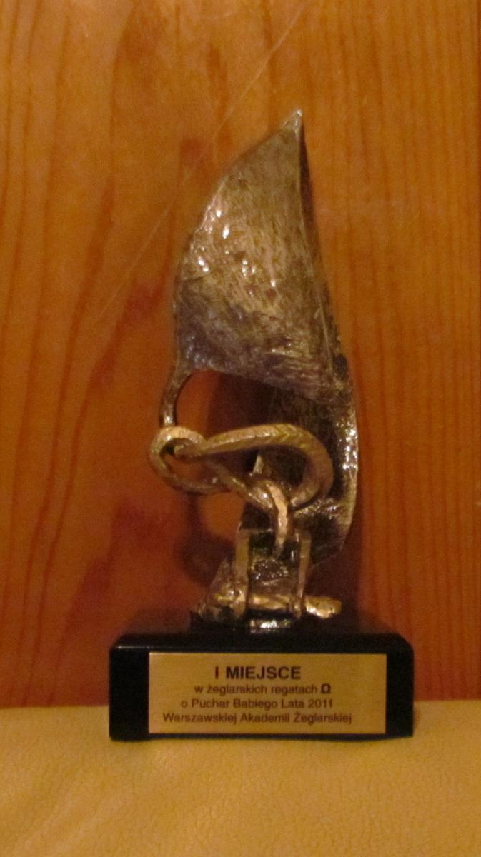 Puchar dla zwyciezkiej załogi jesiennych regat OMEG